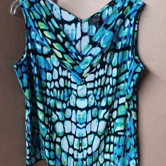 Worthington Tops - Worthington Vibrant Blue and Green Sleeveless Blouse